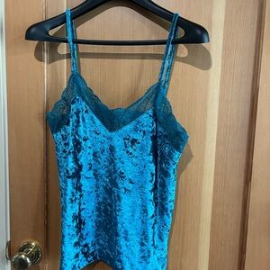 Blue Velvet Lace Trim Camisole